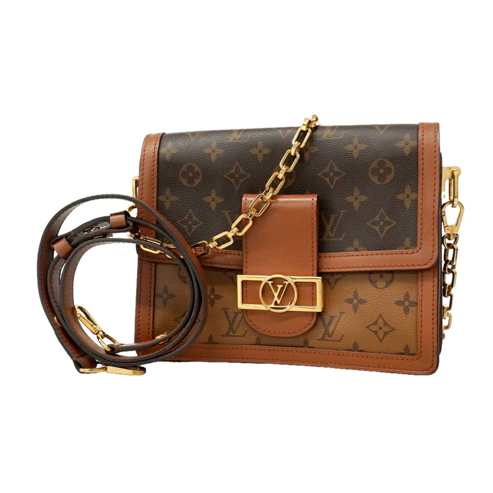 Louis Vuitton Monogram Reverse Dauphine MM Shoulder Bag M45958 Brown Women's